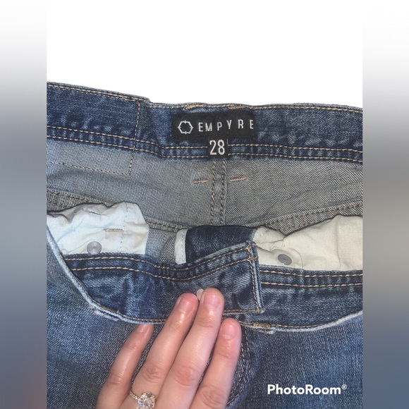 Men’s Empyre Verge Lap Blue Distressed Tapered Skinny Jeans - Picture 8 of 14